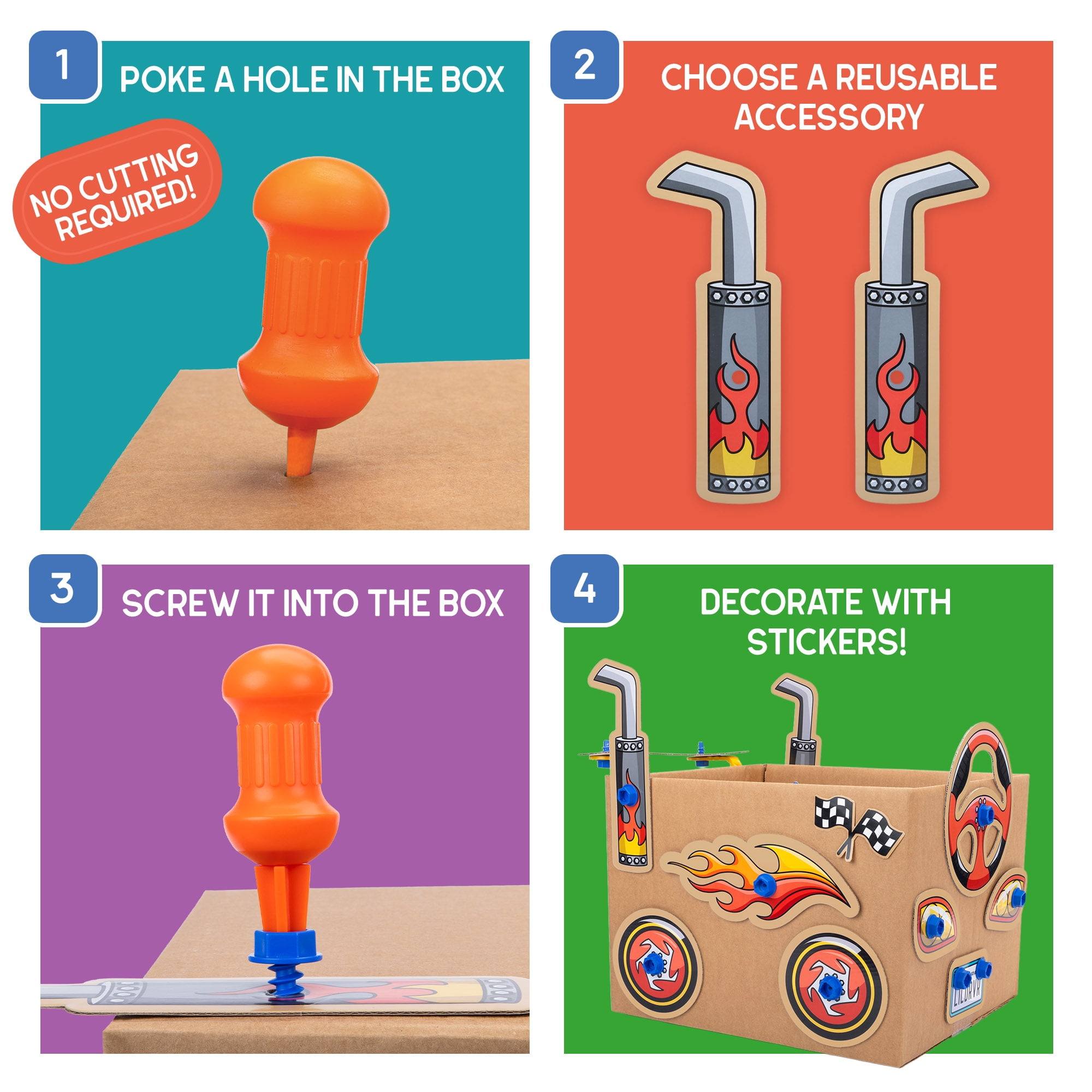 Educational Insights Boxineers Cardboard Vehicles, Craft Set for Kids Ages 5 and up