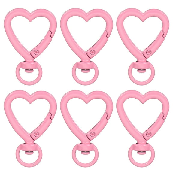 Uxcell Heart Shape Swivel Buckles, Zinc Alloy Spring Snap Keychain Clip Hanging Snap Hooks for DIY Crafts Key Chains Bag Purse Pink