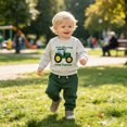 thumbnail image 6 of Toddler Baby Boy Fall Winter Outfits Kids 12 18 24 Months 1T 2T 3T 4T Trucks Patten Crewneck Sweatshirt Top Pants Clothes,Green,18-24 Months, 6 of 7