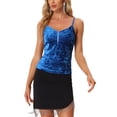 thumbnail image 1 of INSPIRE CHIC Women's Velvet Ruched Front Party Clubwear Tank Top S Royal Blue, 1 of 6