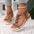 thumbnail image 2 of CYMMPU Women's Floral Printed Strap Wooden Ornament Wedge Sandals, Open Toe Slingback Bohemian Casual Footwear Hot Pink 39, 2 of 9