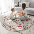 thumbnail image 3 of Beige Christmas Santa and Reindeer Pattern Round Blanket,Comfortable Soft Flannel Throw Blanket,All Season,Warm Lightweight Blankets for Sofa Bed Couch Living Room Chair 47"x47", 3 of 5