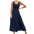 thumbnail image 2 of Zpanxa Women's Sleeveless Round Neck Boho Dress Solid Color Flowy Casual Summer Maxi Dress, 2 of 6
