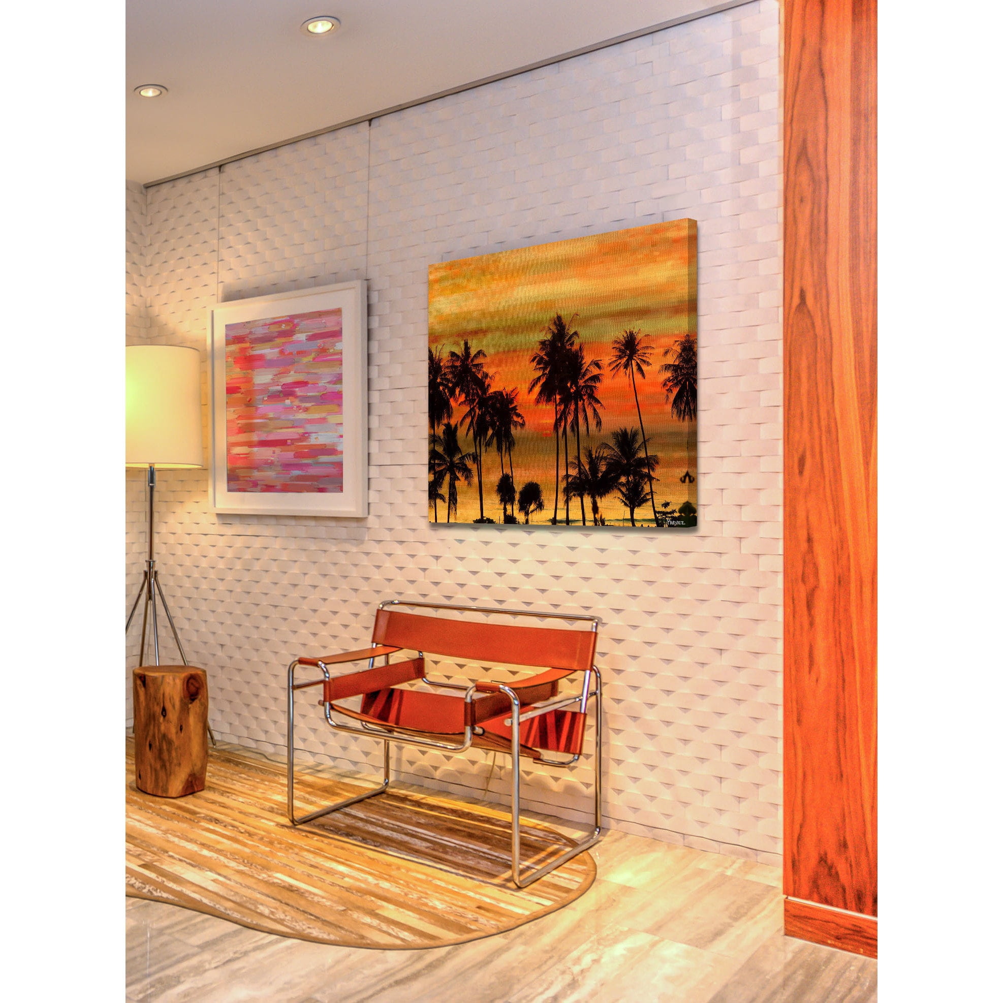 Parvez Michel Inc Parvez Taj - Palms Against Gold Sky Painting Print on Canvas - Multi-color