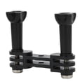thumbnail image 1 of Adaptador de montaje de doble cabezal, soporte adaptador de cámara deportiva de doble cabezal de plástico negro Soporte de trípode con luz de flash LED Características líderes en su clase, 1 of 12
