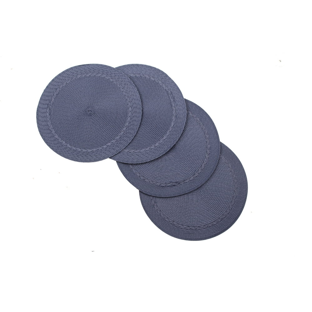 Juliette Woven Braided Edge Table Placemats 15 Inches Round Set of 4 NonSlip Dining & Kitchen