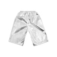 thumbnail image 4 of Eandarui Kids Disco Knee Length Shorts Sparkle Dance Booty Shorts Girls Boys Shiny Metallic Short Silver 150, 4 of 5