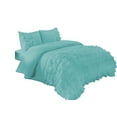 thumbnail image 1 of 100% Egyptian Cotton 3Pcs Water Fall Half Ruffled Duvet Set - Solid (Aqua Blue, King / Cal-King), 1 of 4