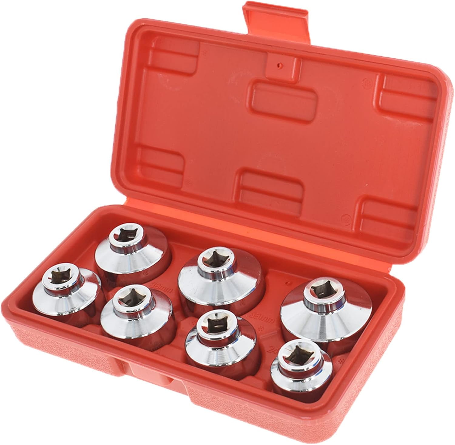 7 Pcs 3/8-Inch Oil Filter Cap Wrench Socket Set Tool Kit 24mm 27mm 29mm 30mm 32mm 36mm 38mm Replacement for Mercedes Benz VW and BMW Paper Cartridge Housing (Black)