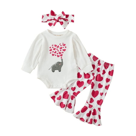 

Calsunbaby Valentines Day Baby Girl Clothes Shirt Tops and Bell Bottom Pants Sweatshirts Pants Toddler Baby Outfits 12-18 Months