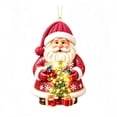 thumbnail image 3 of Christmas Santa Claus Acrylic Hanging Ornament Cute Flat Pendant Decoration for Xmas Tree Wreath Holiday Party Home Decor, 3 of 7