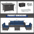 thumbnail image 6 of ALAULM 7-Piece Patio Conversation Set with Propane Fire Pit Table, Navy Blue, 6 of 8