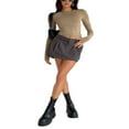 thumbnail image 2 of Femmes Manches Longues T-Shirt Col Rond Mince Crop Top Causal Solide Y2k Pull-Over Top, 2 of 6