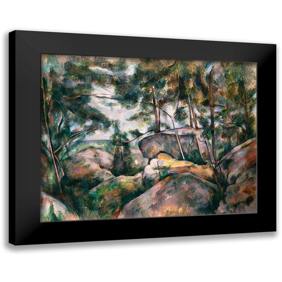 Cezanne, Paul 14x12 Black Modern Framed Museum Art Print Titled - Rocks in the Forest