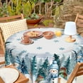 thumbnail image 2 of Winter Snowman Round Tablecloth 60 inch Deer Snowflake Circle Table Cloth Green Tree Tablecloths for Circular Tables for Home Kitchen Picnic Dining Indoor Outdoor, 2 of 8