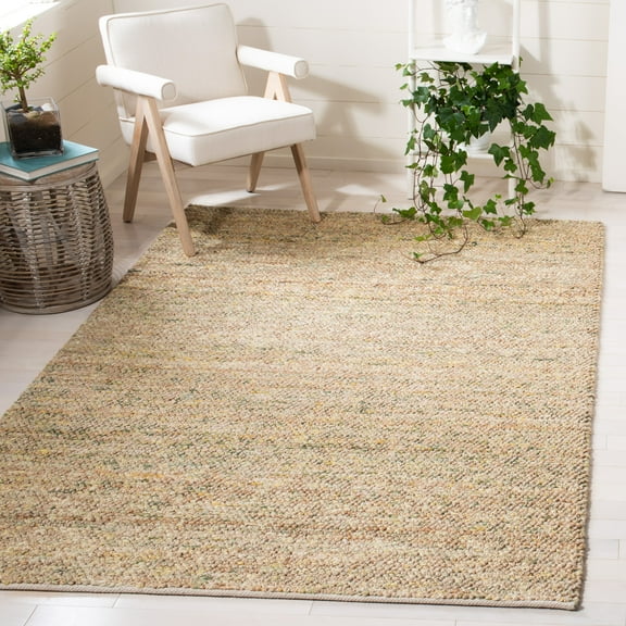 SAFAVIEH Bohemian Martha Solid Area Rug, Natural/Green, 4' x 6'