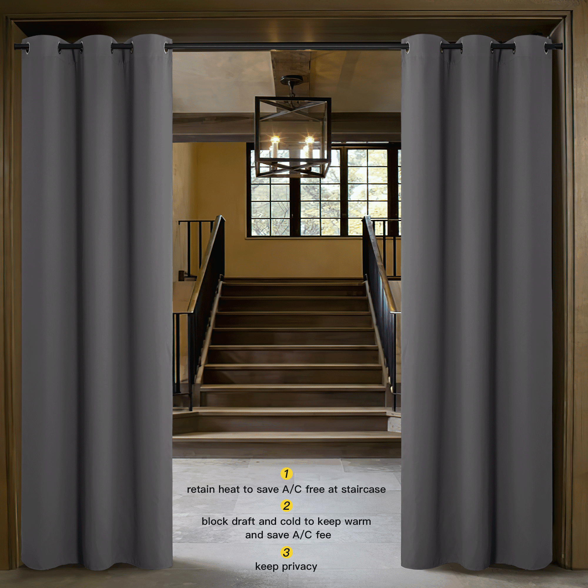 NICETOWN Room Divider Heavy Curtain Screen Partitions, Privacy Vertical Blinds for Patio Sling Door, Blackout Window Curtain, Extra Wide Drapes for Bedroom，Single Panel, 5ft Wide by 8ft Long, Grey