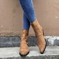 thumbnail image 4 of Herrnalise Women Flock Boots Flat Low Zipper Middle Tube Boots Casual Shoes Boots Clearance, 4 of 6