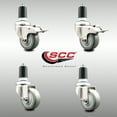 thumbnail image 2 of 3.5 Inch 316SS Gray Polyurethane Swivel 1-1/2 Inch Stem Caster Set 2 Lock Brake, 2 of 2