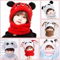 thumbnail image 5 of Gorros Tejidos, Forrado de Vellón Ligero Lana Sombrero con Bufanda, Calentar Suave Lindo Conjunto de Bufanda de Sombrero de Invierno, Sombrero de Invierno para Bebé, 5 of 5