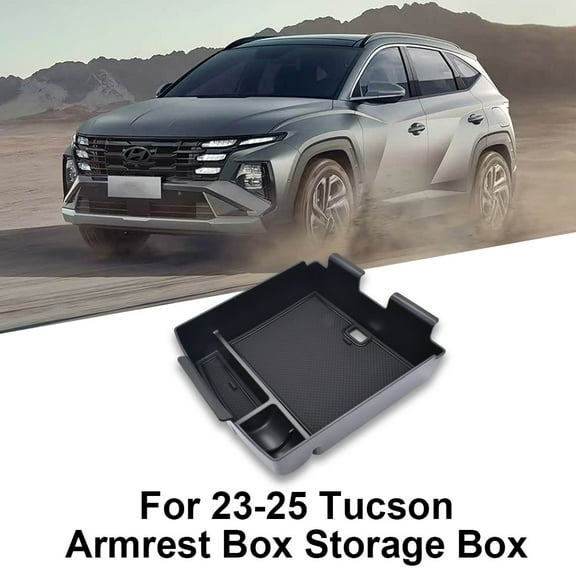 For Hyundai Tucson 2023-2025 Car Center Black Armrest Storage Box Organizer Tray