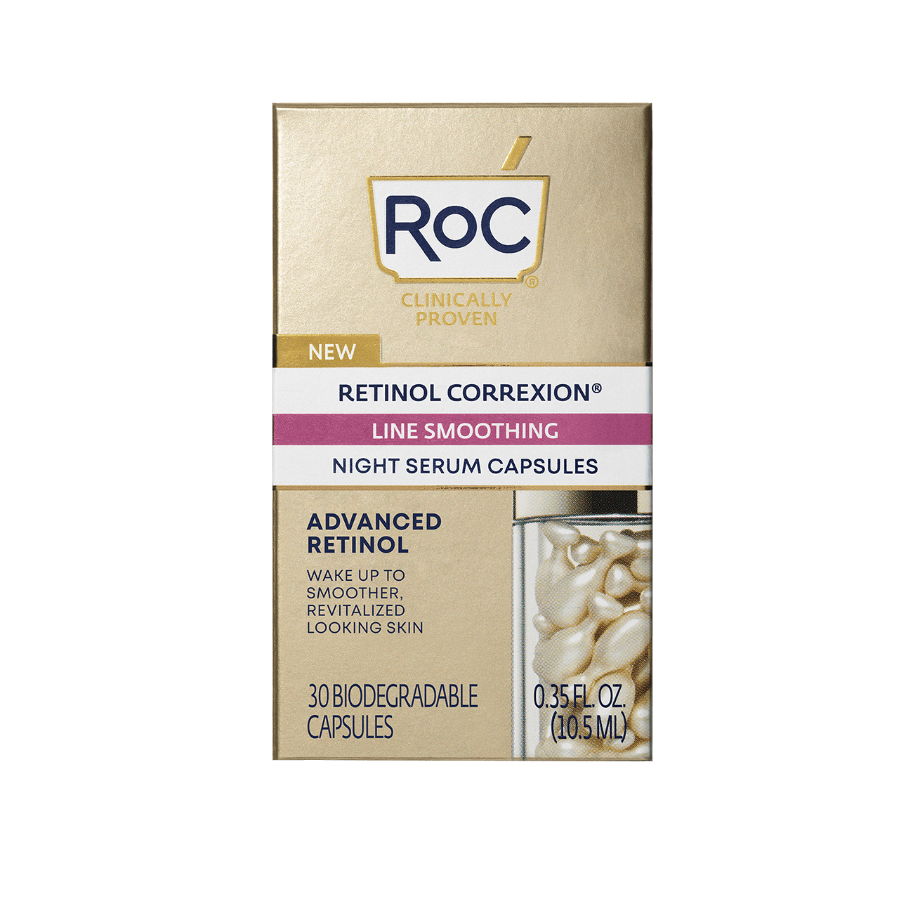 RoC Retinol Correxion Capsules, Anti-Aging Night Serum, Anti-Wrinkle Treatment, 30 Ct