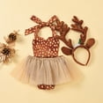 thumbnail image 4 of JYYYBF Infant Baby Girl Halloween Christmas Outfits Deer Costume Sleeveless Tie Elk Jumpsuit Romper Tutu Dress Hairband Set, 4 of 6
