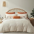 thumbnail image 1 of Nayoroom 3 Pieces Jacquard Geometric Pattern Tufted Queen Duvet Cover Soft Lightweight Beige Duvet Cover Set Boho Shabby Chic Bedding Set, 1 of 6