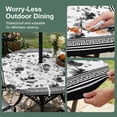 thumbnail image 5 of Round Outdoor Tablecloth with Umbrella Hole and Zipper, Black Floral Tablecloth with Elastic Waterproof, Retro Flowers Leaves Farmhouse Greek Key Patio Table Covers for 36" - 44" Picnic Pool Tables, 5 of 9