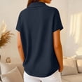 thumbnail image 3 of Bbyeadc Womens Polo Shirts Short Sleeve Waffle Knit Loose Golf T-Shirt Collared Solid Color Top Casual Tennis Shirt,Blue (XL), 3 of 5