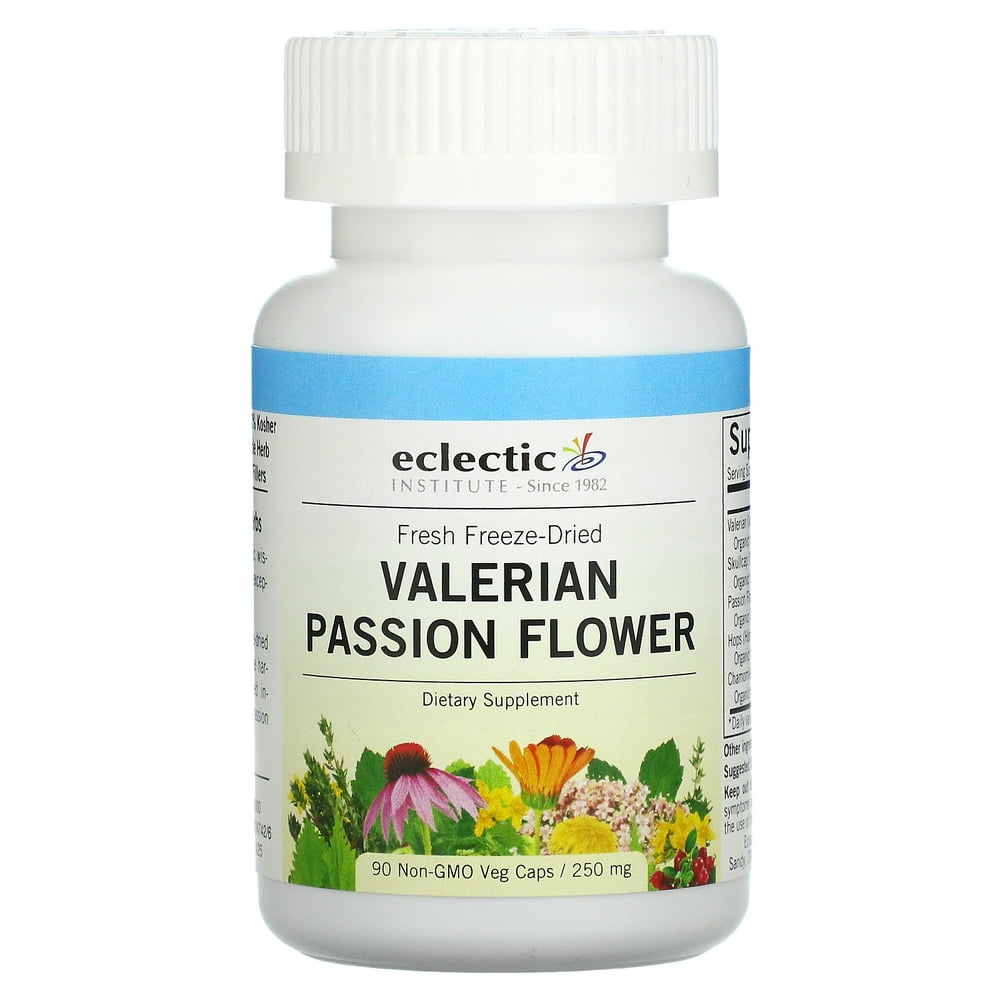 Eclectic Institute Fresh FreezeDried, Valerian Passion Flower, 250 mg, 90 NonGMO Veg Caps