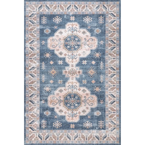 nuLOOM Norma Machine Washable Traditional Medallion Area Rug, 5' x 8