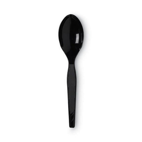 Plastic Cutlery, Heavy Mediumweight Teaspoons, Black, 1,000/carton | Bundle of 2 Cartons