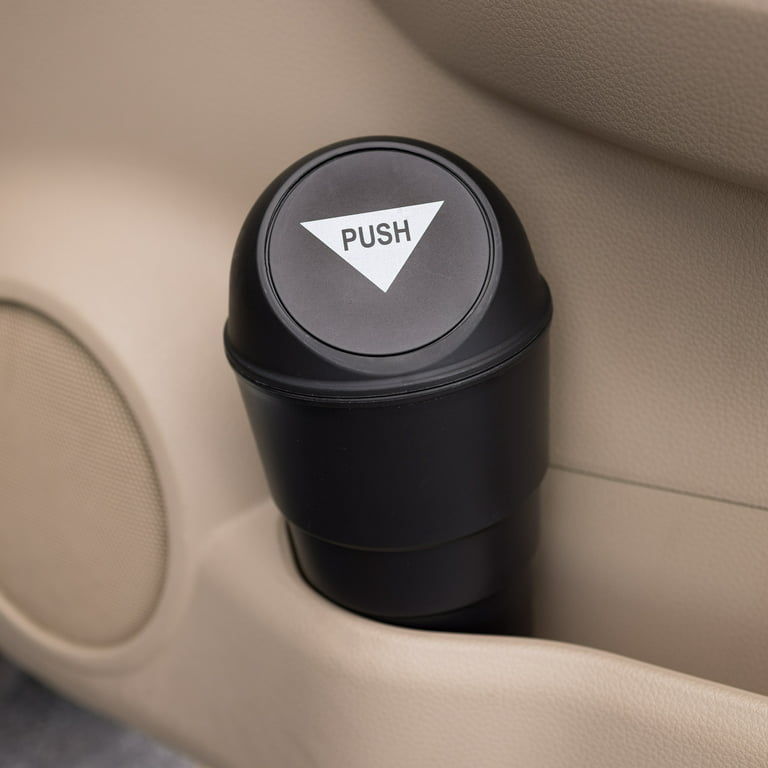 Car Trash Can with Lid Small Car Black Cup Holder Trash Bin Car Door Pocket Garbage  Can Bin Trash Container Fits Auto Home Office - Topfit