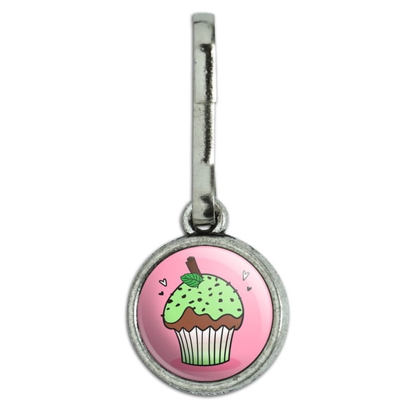Mint Chocolate Cupcake Antiqued Charm Clothes Purse Suitcase Backpack Zipper Pull Aid