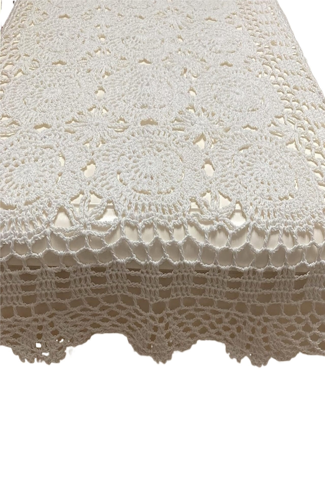 Rectangular Cotton Handwork Crochet Lace Table Runner Cloth Doilies, Table Centerpieces for Dining Room
