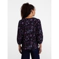 thumbnail image 4 of Scenario Women's and Women's Plus Blouse with 3/4-Length Puff Sleeves, Sizes XS-4X, 4 of 6