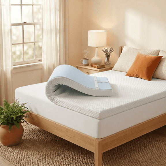 IULULU 4 Inch Memory Foam Mattress Topper with Removable Washable Cover, Non-Slip Bed Topper, Cooling and Breathable Topper, Twin