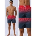 thumbnail image 4 of DARING DIVA Men's Contrast Color Gradient Summer Drawstring Beach Shorts 30 Red Black, 4 of 6