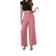 thumbnail image 2 of Uvplove Womens High Waisted Wide Leg Cargo Pants Baggy Casual Work Trousers with 4 Pockets,Pink,M, 2 of 9