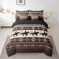 thumbnail image 2 of Homewish Rustic Cowgirl Cowboy Bedding Comforter Set 7 Pieces, Vintage Brown Western Aztec Full Bedding Set, Farmhouse Horse Shoes Reversible Fitted Sheet Flat Sheet, Luxury Bedroom Decor, 2 of 7