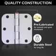 thumbnail image 4 of Door Hinge in Brushed Chrome, 3-1/2-Inch, 5/8-Inch Radius, 12-Pack, 4 of 14