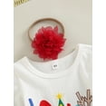thumbnail image 5 of Christmas Baby Girls Clothes Set Santa/ Letter Print Long Sleeve Tops and Casual Mesh Tulle Shorts Headband Outfit, 5 of 9
