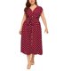 thumbnail image 4 of Vestido de lunares de talla grande para mujer, con botones, cintura con cordones y escote en V, 4 of 6