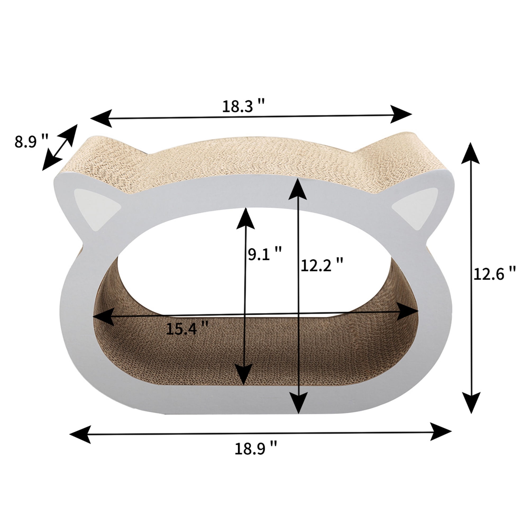 resenkos 18" Cat Scratcher Lounge, Cat Scratching Pads Cardboard for Indoor Cats, Scratch Pad with Catnip, Cat House Bed Couch, Beige
