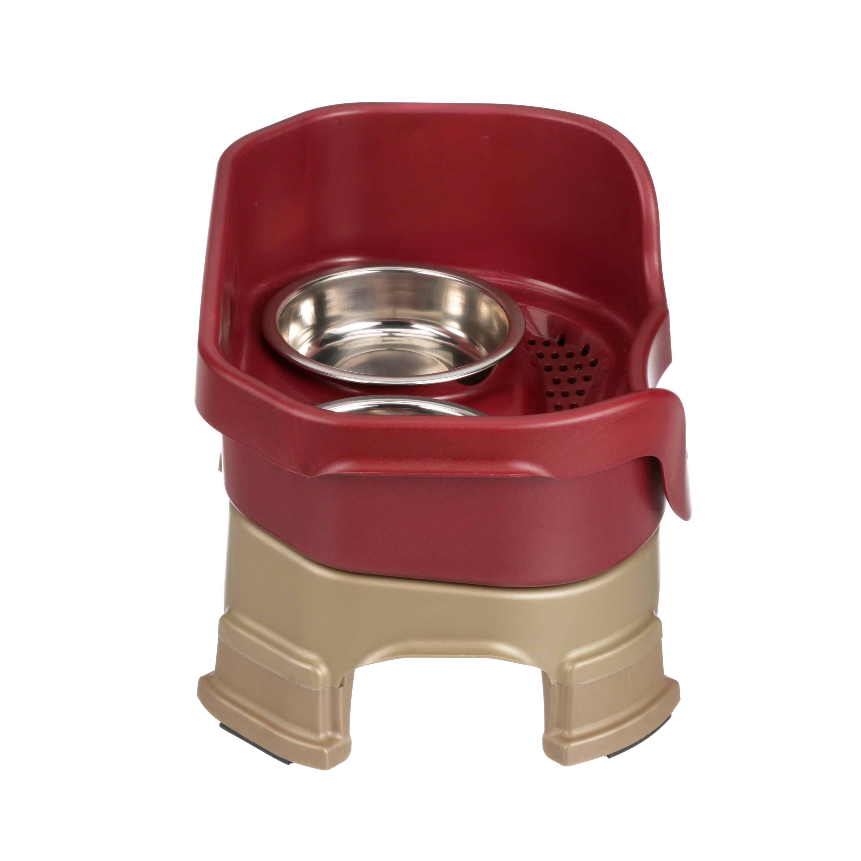 Neater Pets Neater Feeder Deluxe With Leg Extensions Mess-Proof Elevated Food & Water Bowls for Cats, Cranberry