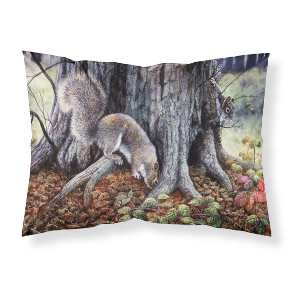 Grey Squirrels around the Tree Fabric Standard Pillowcase