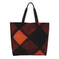 thumbnail image 3 of Large Capacity Single Shoulder Shopping Bag 19.7×15.7×5.9in Main Pocket Large To Accommodate Your Daily Needs Can Be Portable Can Be A Single Shoulder Back Argyle Plaid Darkorange_3, 3 of 8
