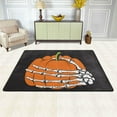 thumbnail image 2 of Dreamtimes Pumpkin Skeleton Hand Area Rug 72x48in Happy Halloween Non-Slip Floor Carpet Comfort Floor Mats Decor for Indoor Living Dining Room and Bedroom Area, 2 of 7