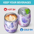 thumbnail image 4 of 12oz Stemless Wine Tumblers Purple Butterfly Lavender Pattern Vacuum Insulated Stainless Steel Travel Tumbler Cups Mug with Lid and Straw for Champaign,Cocktail,Beer with Cleaning Brush, 4 of 5